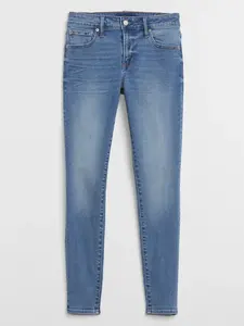 GAP Modré dámské džíny mid rise universal legging jeans