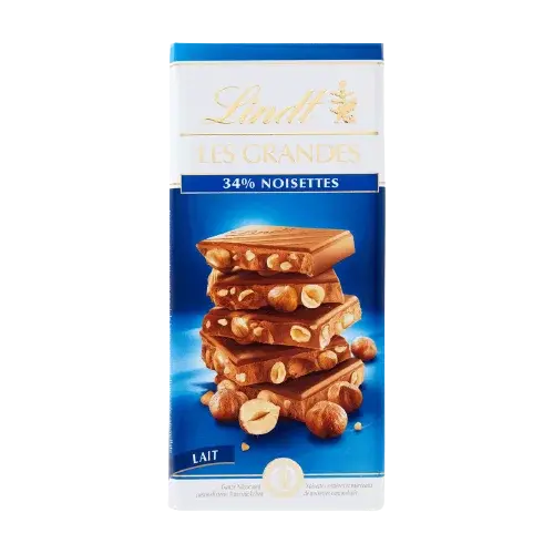 LINDT Lindt Les Grandes Mléčná čokoláda s celými lískovými jádry 150 g