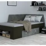 Úložná postel se zástěnou Junior 120x200 cm, černá/tmavý beton
