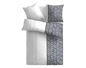 Povlečení Nobles 140x220 cm, bavlněný satén, bílá/šedá/modrá