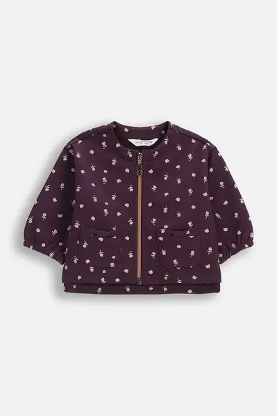 Kojenecká mikina Coccodrillo fialová barva, vzorovaná, TEDDY BEAR GIRL NEWBORN