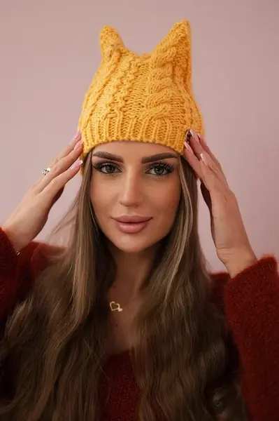 marka niezdefiniowana Rabbid K237 hořčicová fleecová čepice