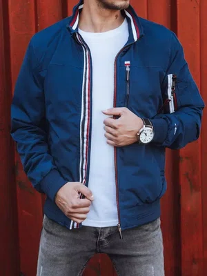Tmavě modrá pánská přechodová bunda Dstreet
