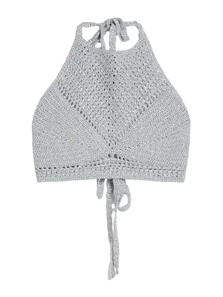 Bershka Vyšívaný top  strieborná