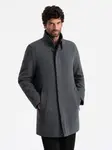 Ombre Men's winter coat with wool and quilted lining - graphite melange