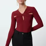 Trendyol Claret Red Cut Out/Window Detailed Knitted Bodysuit