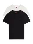 Tommy Jeans Tričko 'Tommy Flag Extra Slim T'  čierna / biela