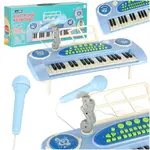 Detský keyboard 37 kláves s mikrofónom a stojanom modrý