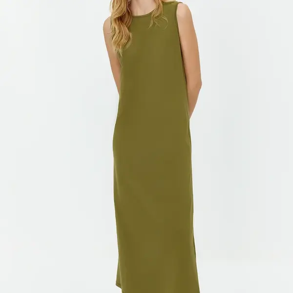 Trendyol Khaki Sleeveless Long Lining Undershirt Dress