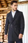 PLT8321 DEWBERRY MEN'S OVERCOAT-PLAIN NAVY BLUE