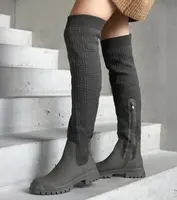 Gemre Green fabric boots with matte finish Scarlett