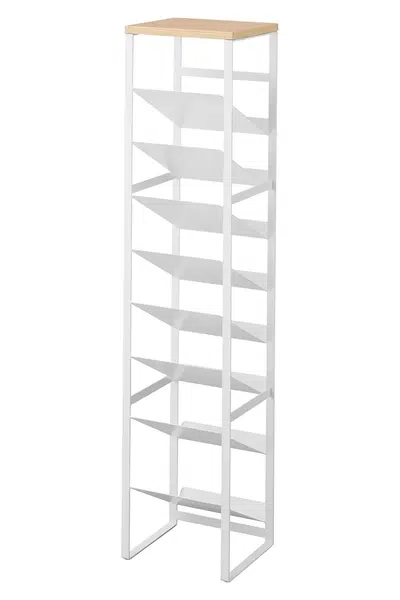 Stojan na fľaše s vrchnákom Yamazaki Tower 8 biela farba