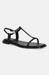 Kožené sandále Calvin Klein FLAT SANDAL SQUARED BUCKLE LTH