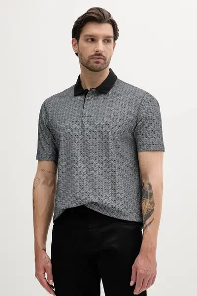 Polo tričko Armani Exchange pánske, čierna farba, vzorované, XM000736 AF10819