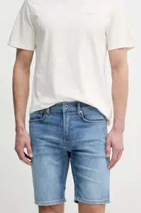 Rifľové krátke nohavice Pepe Jeans SLIM SHORT HATCH