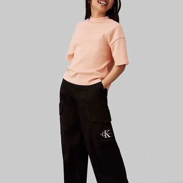 Detské nohavice Calvin Klein Jeans UTILITY CARGO PANTS čierna farba, jednofarebné, IG0IG02513