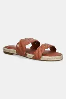 Kožené šľapky Tommy Hilfiger LEATHER ROPE ESPADRILLE MULE