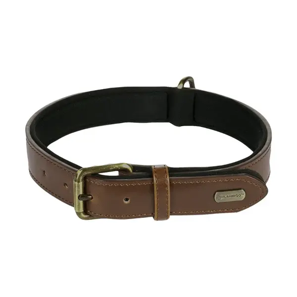 Kožený obojek Flamingo Lyabo hnědá - S