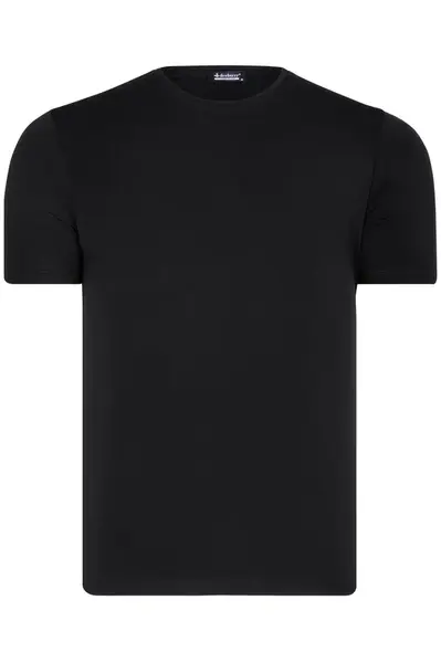 T8569 DEWBERRY BIKE COLLAR MEN'S T-SHIRT-PLAIN BLACK
