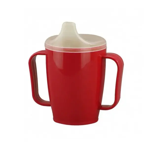 MODOM Hrnek s pítkem se dvěma víčky 250 ml červený