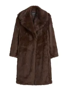 Bershka Zimný kabát  tmavohnedá