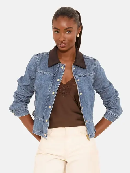 Lipsy Prechodná bunda  modrá denim / hnedá