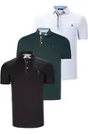 TRIPLE SET T8582 DEWBERRY MENS T-SHIRT-BLACK-WHITE-GREEN