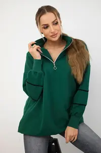 Mikina se zipem a kapsami zelená