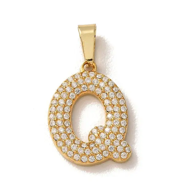 304 Stainless Steel Micro Pave Clear Cubic Zirconia Pendants
