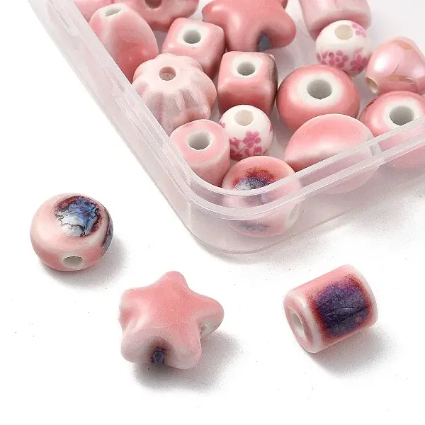 20Pcs 10 Styles Pearlized Handmade Porcelain Beads