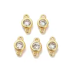 Brass Pave Clear Cubic Zirconia Flat Round Connector Charms