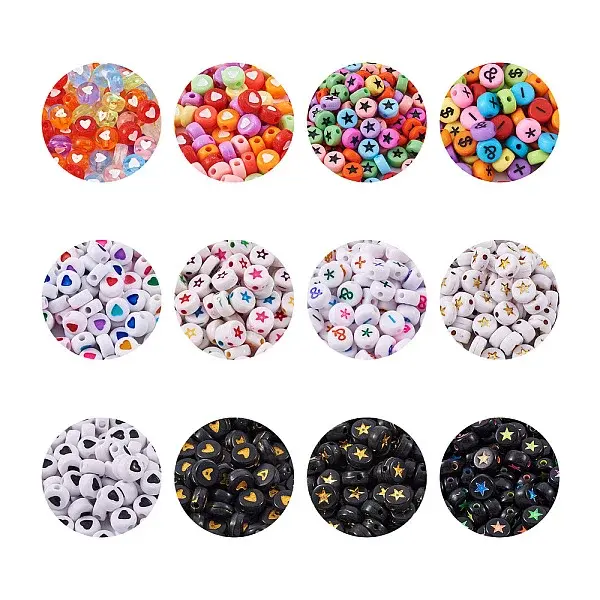 1200Pcs 12 Style Opaque Acrylic Beads