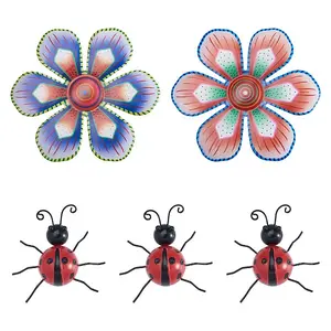 3D Iron Flower and Ladybug Big Pendants