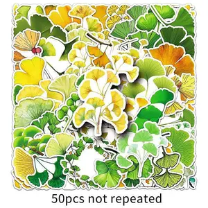 50Pcs Ginkgo Leaf PVC Sticker