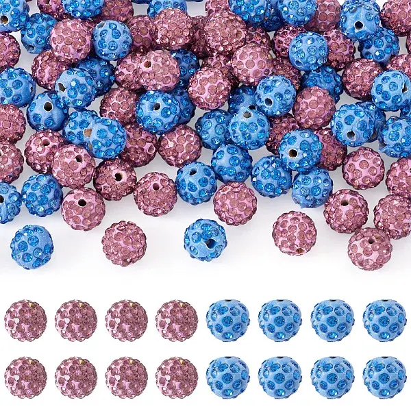 100Pcs 2 Ccolors Handmade Polymer Clay Rhinestone Beads