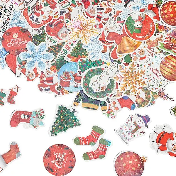 1 Bag Christmas Theme Paper Self-Adhesive Stickers