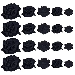 20Pcs 5 Styles Rose Shape Cloth Iron on Embroidered Patches