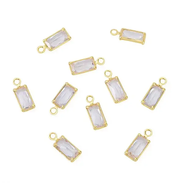 10Pcs Brass Pave Cubic Zirconia Rectangle Charms