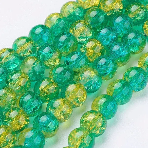 Spray Painted Crackle Glass Beads Strands