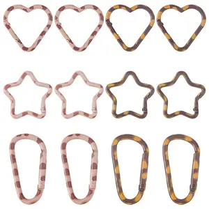 12Pcs 6 Styles Alloy Spring Gate Rings