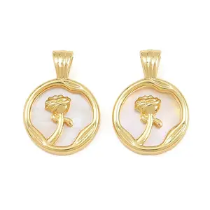Brass with White Shell Pendants