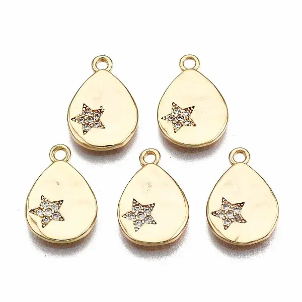 Brass Micro Pave Clear Cubic Zirconia Pendants