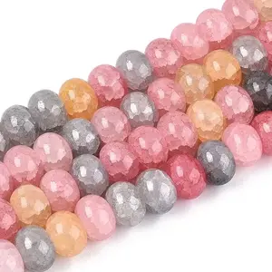 Baking Paint Crackle Glass Beads Strands