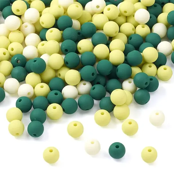 191-193Pcs Rubberized Style Imitated Silicone Acrylic Beads