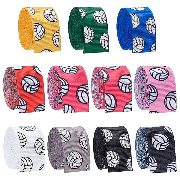 11 Colors Volleyball Pattern Polyester Grosgrain Ribbon