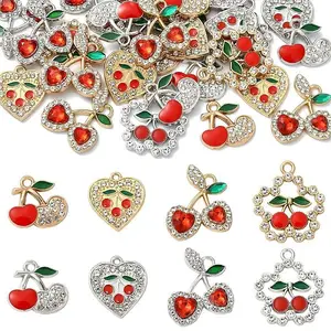 32Pcs 8 Styles Alloy Crystal Rhinestone Pendants