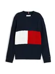 TOMMY HILFIGER Sveter 'Essential'  námornícka modrá / červená / biela