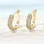 Brass Micro Pave Cubic Zirconia Hoop Earrings