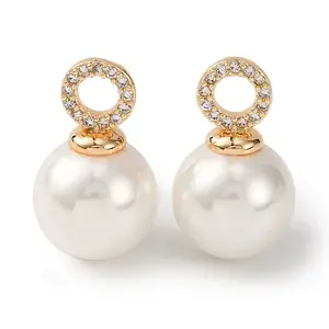 Rack Plating Brass Micro Pave Clear Cubic Zirconia Pendants