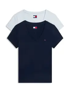 Tommy Jeans Tričko  námornícka modrá / pastelovo modrá